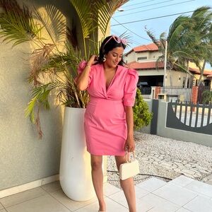 Pink puff sleeve cocktail dress - Mable / Shopthesethree